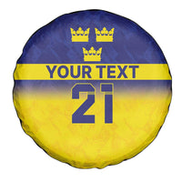 Sweden Rugby Custom Spare Tire Cover Three Crowns of Sweden Blue Pattern - Wonder Print Shop