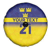 Sweden Rugby Custom Spare Tire Cover Three Crowns of Sweden Blue Pattern - Wonder Print Shop