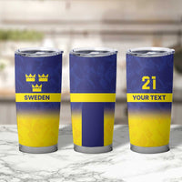 Sweden Rugby Custom Tumbler Cup Three Crowns of Sweden Blue Pattern - Wonder Print Shop
