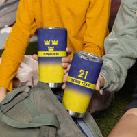 Sweden Rugby Custom Tumbler Cup Three Crowns of Sweden Blue Pattern - Wonder Print Shop