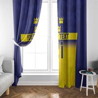 Sweden Rugby Custom Window Curtain Three Crowns of Sweden Blue Pattern - Wonder Print Shop
