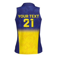 Sweden Rugby Custom Women Sleeveless Polo Shirt Three Crowns of Sweden Blue Pattern - Wonder Print Shop