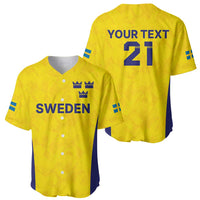 Sweden Rugby Custom Baseball Jersey Three Crowns of Sweden Gold Pattern LT9 - Wonder Print Shop