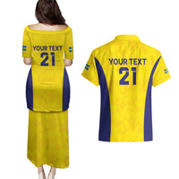 Sweden Rugby Custom Couples Matching Puletasi and Hawaiian Shirt Three Crowns of Sweden Gold Pattern LT9 - Wonder Print Shop