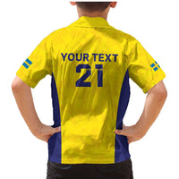 Sweden Rugby Custom Family Matching Mermaid Dress and Hawaiian Shirt Three Crowns of Sweden Gold Pattern LT9 - Wonder Print Shop