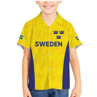 Sweden Rugby Custom Family Matching Mermaid Dress and Hawaiian Shirt Three Crowns of Sweden Gold Pattern LT9 - Wonder Print Shop