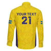 Sweden Rugby Custom Family Matching Off The Shoulder Long Sleeve Dress and Hawaiian Shirt Three Crowns of Sweden Gold Pattern - Wonder Print Shop