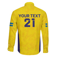 Sweden Rugby Custom Family Matching Puletasi and Hawaiian Shirt Three Crowns of Sweden Gold Pattern - Wonder Print Shop