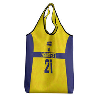Sweden Rugby Custom Grocery Bag Three Crowns of Sweden Gold Pattern