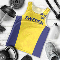Sweden Rugby Custom Men Tank Top Three Crowns of Sweden Gold Pattern - Wonder Print Shop