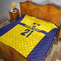 Sweden Rugby Custom Quilt Three Crowns of Sweden Gold Pattern - Wonder Print Shop