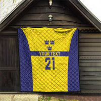 Sweden Rugby Custom Quilt Three Crowns of Sweden Gold Pattern - Wonder Print Shop
