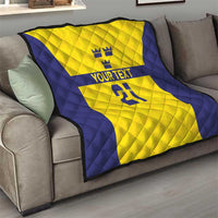 Sweden Rugby Custom Quilt Three Crowns of Sweden Gold Pattern - Wonder Print Shop