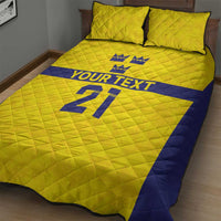 Sweden Rugby Custom Quilt Bed Set Three Crowns of Sweden Gold Pattern - Wonder Print Shop