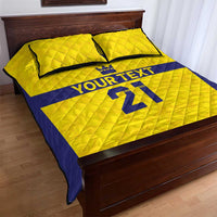 Sweden Rugby Custom Quilt Bed Set Three Crowns of Sweden Gold Pattern - Wonder Print Shop