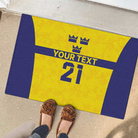 Sweden Rugby Custom Rubber Doormat Three Crowns of Sweden Gold Pattern - Wonder Print Shop