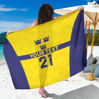 Sweden Rugby Custom Sarong Three Crowns of Sweden Gold Pattern - Wonder Print Shop
