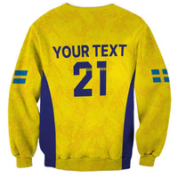 Sweden Rugby Custom Sweatshirt Three Crowns of Sweden Gold Pattern - Wonder Print Shop