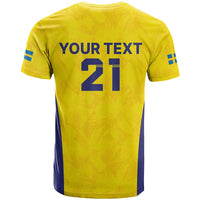 Sweden Rugby Custom T Shirt Three Crowns of Sweden Gold Pattern - Wonder Print Shop
