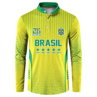 Custom Brazil World Football Legacy Button Sweatshirt 5 Times History Champions - Wonder Print Shop