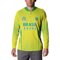 Custom Brazil World Football Legacy Button Sweatshirt 5 Times History Champions - Wonder Print Shop