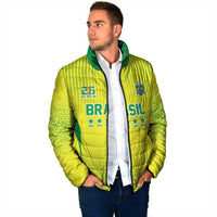 Custom Brazil World Football Legacy Padded Jacket 5 Times History Champions - Wonder Print Shop