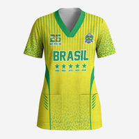Custom Brazil World Football Legacy Scrub Top 5 Times History Champions - Wonder Print Shop