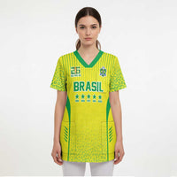Custom Brazil World Football Legacy Scrub Top 5 Times History Champions - Wonder Print Shop