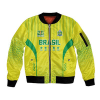 Custom Brazil World Football Legacy Sleeve Zip Bomber Jacket 5 Times History Champions - Wonder Print Shop