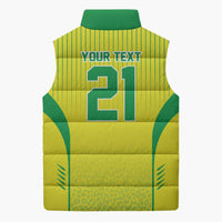 Custom Brazil World Football Legacy Sleeveless Puffer Jacket 5 Times History Champions - Wonder Print Shop