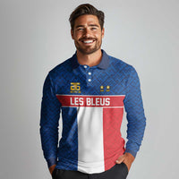 Custom France World Football Legacy Long Sleeve Polo Shirt 2 Times History Champions - Wonder Print Shop