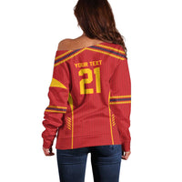 Custom Spain WC26 Future Champions Off Shoulder Sweater Tiki Taka Football Era - Wonder Print Shop