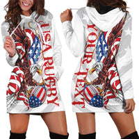 Personalized United States Rugby Hoodie Dress American Bald Eagle - Wonder Print Shop