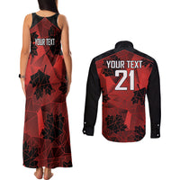 Custom Canada Rugby Couples Matching Tank Maxi Dress and Long Sleeve Button Shirt Maple Leaf With Sporty Style LT9 - Wonder Print Shop