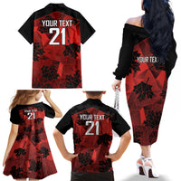 Custom Canada Rugby Family Matching Off The Shoulder Long Sleeve Dress and Hawaiian Shirt Maple Leaf With Sporty Style - Wonder Print Shop