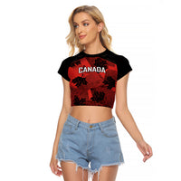 Custom Canada Rugby Raglan Cropped T Shirt Maple Leaf With Sporty Style - Wonder Print Shop