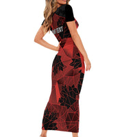 Custom Canada Rugby Short Sleeve Bodycon Dress Maple Leaf With Sporty Style - Wonder Print Shop