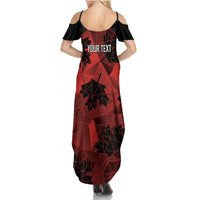 Custom Canada Rugby Summer Maxi Dress Maple Leaf With Sporty Style - Wonder Print Shop