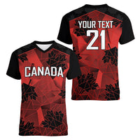 Custom Canada Rugby Women V-Neck T-Shirt Maple Leaf With Sporty Style - Wonder Print Shop