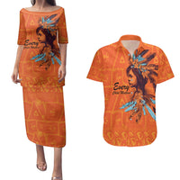 Awareness for Indigenous Orange Day Couples Matching Puletasi and Hawaiian Shirt Canadian Indigenous Art - Wonder Print Shop