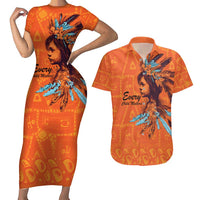 Awareness for Indigenous Orange Day Couples Matching Short Sleeve Bodycon Dress and Hawaiian Shirt Canadian Indigenous Art - Wonder Print Shop