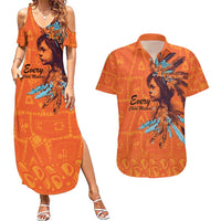 Awareness for Indigenous Orange Day Couples Matching Summer Maxi Dress and Hawaiian Shirt Canadian Indigenous Art - Wonder Print Shop