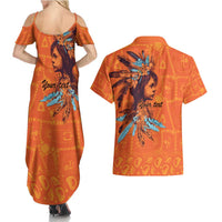 Awareness for Indigenous Orange Day Couples Matching Summer Maxi Dress and Hawaiian Shirt Canadian Indigenous Art - Wonder Print Shop