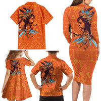 Awareness for Indigenous Orange Day Family Matching Long Sleeve Bodycon Dress and Hawaiian Shirt Canadian Indigenous Art - Wonder Print Shop