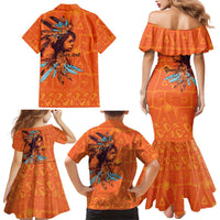 Awareness for Indigenous Orange Day Family Matching Mermaid Dress and Hawaiian Shirt Canadian Indigenous Art - Wonder Print Shop