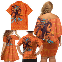 Awareness for Indigenous Orange Day Family Matching Off Shoulder Short Dress and Hawaiian Shirt Canadian Indigenous Art - Wonder Print Shop