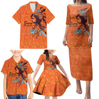 Awareness for Indigenous Orange Day Family Matching Puletasi and Hawaiian Shirt Canadian Indigenous Art - Wonder Print Shop