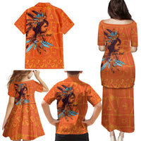 Awareness for Indigenous Orange Day Family Matching Puletasi and Hawaiian Shirt Canadian Indigenous Art - Wonder Print Shop