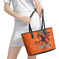 Awareness for Indigenous Orange Day Leather Tote Bag Canadian Indigenous Art - Wonder Print Shop