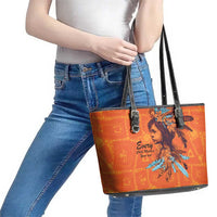Awareness for Indigenous Orange Day Leather Tote Bag Canadian Indigenous Art - Wonder Print Shop